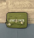 Bullet-impacted green ballistic plate for body armor Level IV 6x8 from Redemption Tactical