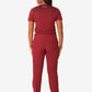 Burgundy athletic jumpsuit back view featuring Women’s Tuckable One-Pocket design
