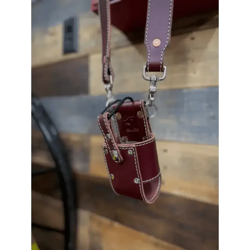 Burgundy leather phone case with shoulder strap for Universal Radio Bucket