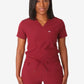 Burgundy Women’s Tuckable One-Pocket Scrub Top with matching pants for medical professionals