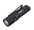 Black tactical EDC flashlight with textured grip and pocket clip, Cadet Gen4 1,200 lumen