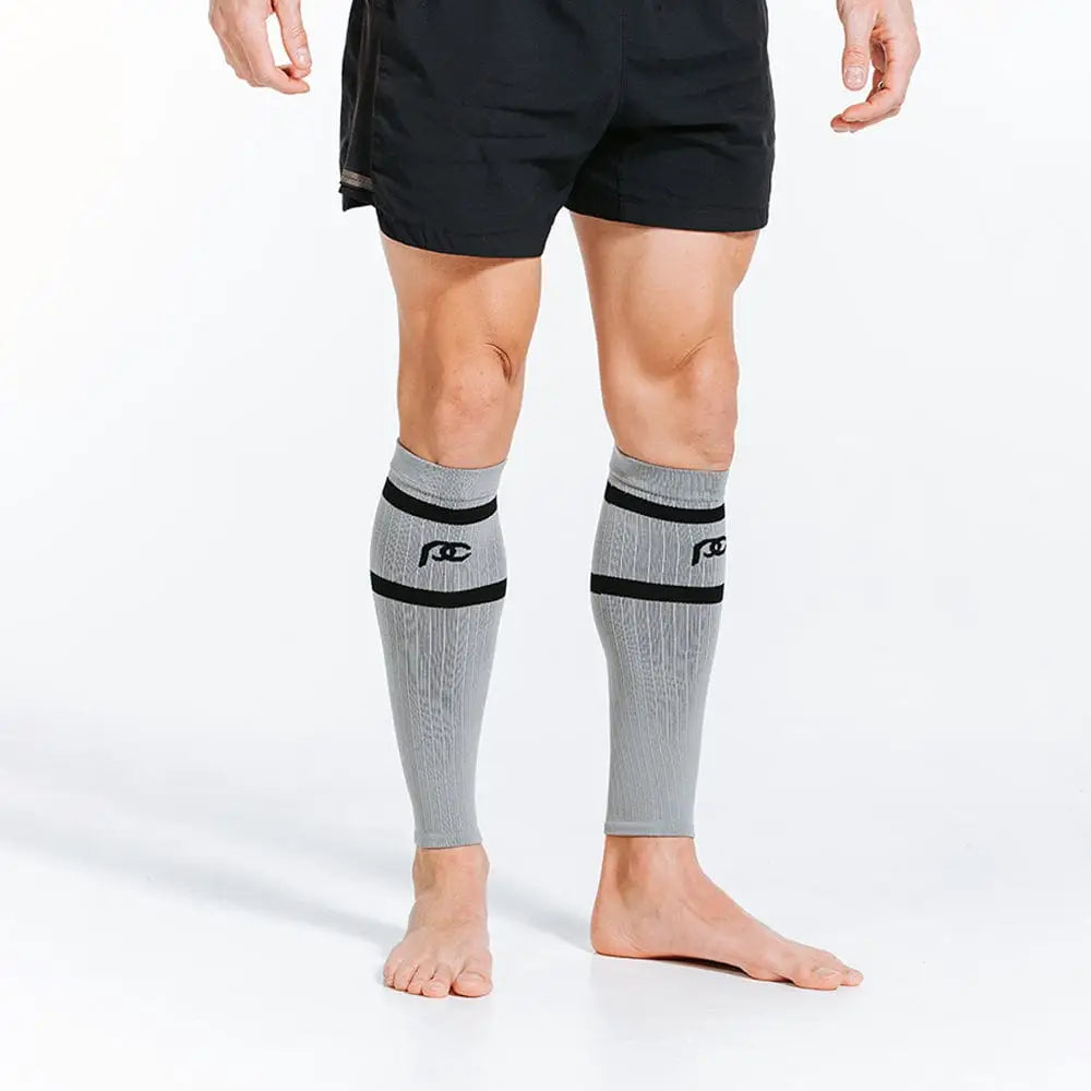 Chief Miller Compression Sleeves>Calf Sleeves Calf Sleeves, Grey with Black Stripes Apparel