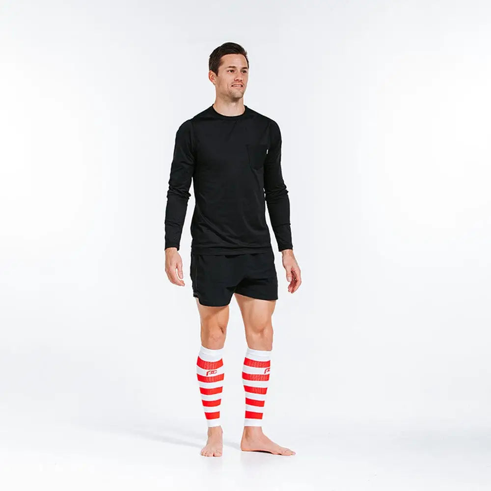 Chief Miller Compression Sleeves>Calf Sleeves Calf Sleeves, White and Red Stripe Apparel