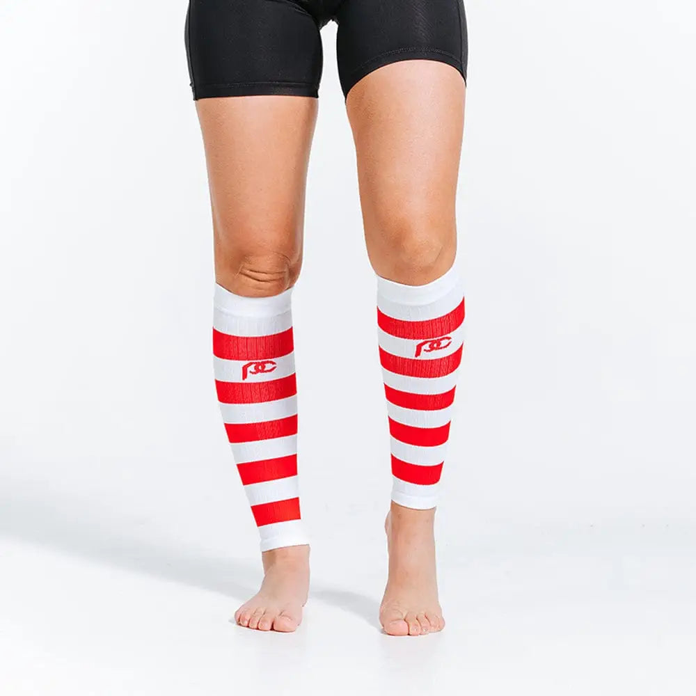 Chief Miller Compression Sleeves>Calf Sleeves Calf Sleeves, White and Red Stripe Apparel