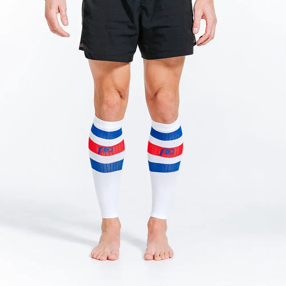 Chief Miller Compression Sleeves>Calf Sleeves Calf Sleeves, White, Red and Blue Stripe Apparel