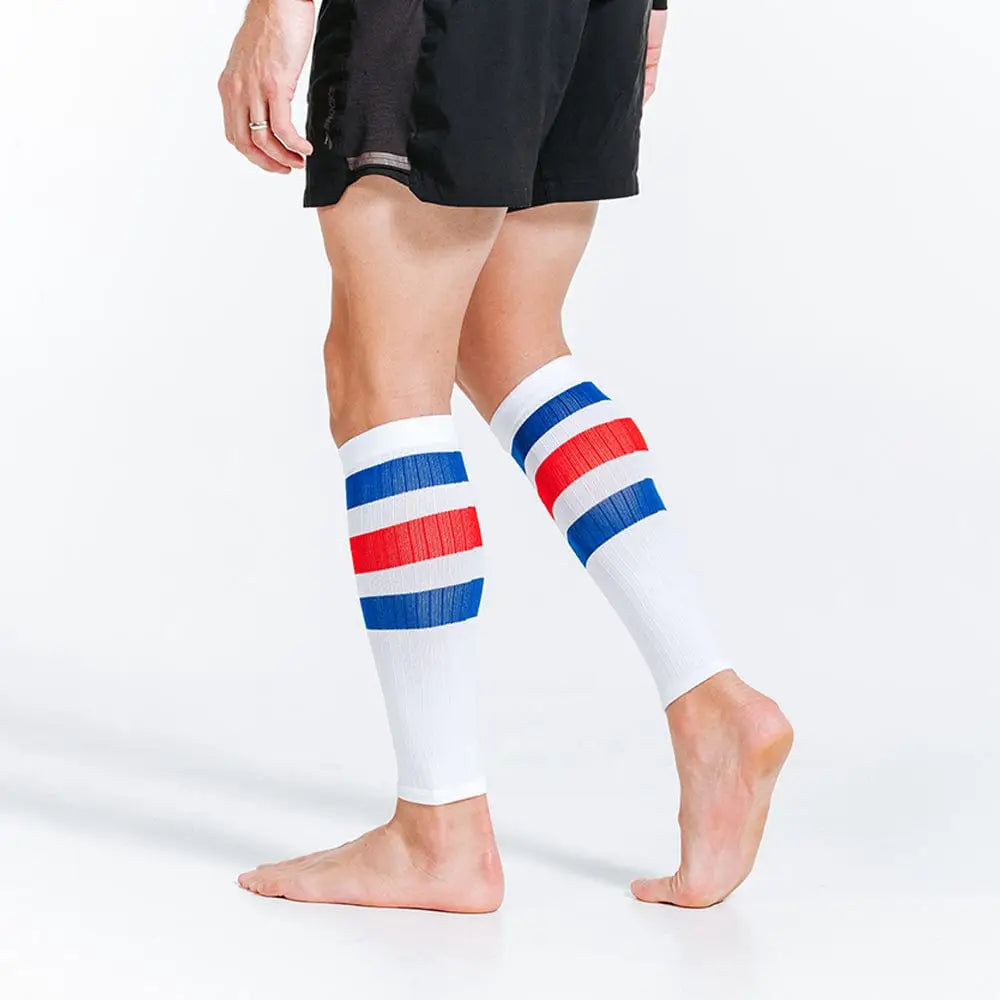 Chief Miller Compression Sleeves>Calf Sleeves Calf Sleeves, White, Red and Blue Stripe Apparel