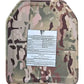 Camo-patterned ballistic plate with warning label for CRUSADER 2.0 ARMOR body armor by Redemption Tactical in large size