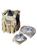 Camo tactical vest with pouches and plate inserts for large size body armor by Redemption Tactical