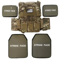 Camo tactical vest with four ballistic plates from Crusader 2.0 full armor kit including medical kit