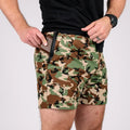 Camouflage athletic training shorts for carrier training and concealed carry workouts