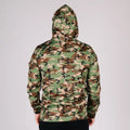 Camouflage hooded sweatshirt with durable hoodie, hand pocket, and smooth draws for concealment