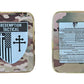Camouflage body armor side plates with Redemption Tactical Level III logo and info