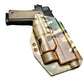 Camouflage-patterned Kydex Multimount Holster for 1911-style pistol with Suppressor Height