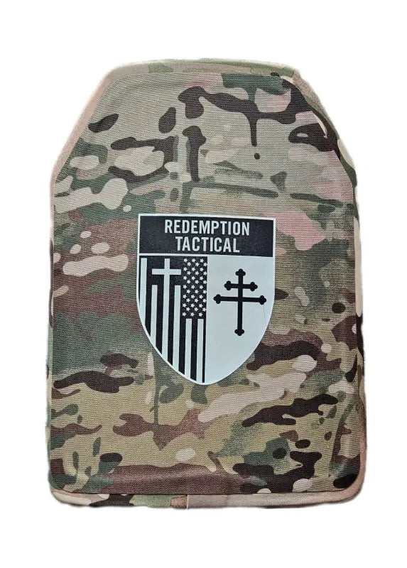 Camouflage-patterned tactical body armor with crest for redemption tactical large size XL plates