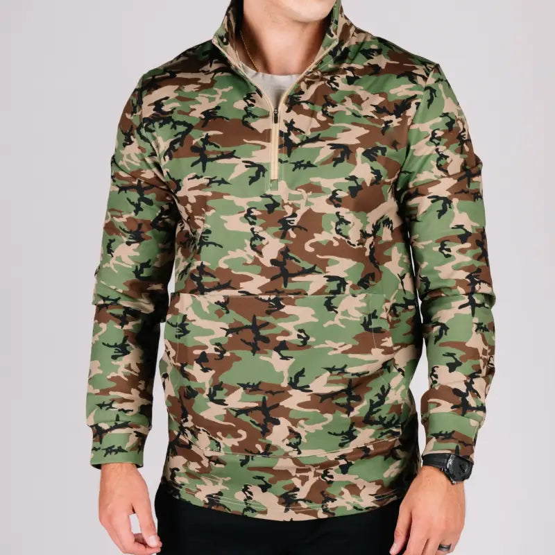 Camouflage quarter-zip pullover from Durable Quarter Zip collection, durable quarter zip style