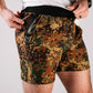Camouflage carrier training shorts with 5-inch inseam for concealed carry and training
