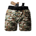 Camouflage carrier training shorts with concealed carry gun holster for training and outdoor use