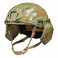 Camouflage tactical helmet with ear armor for high cut helmets and redemption tactical body armor