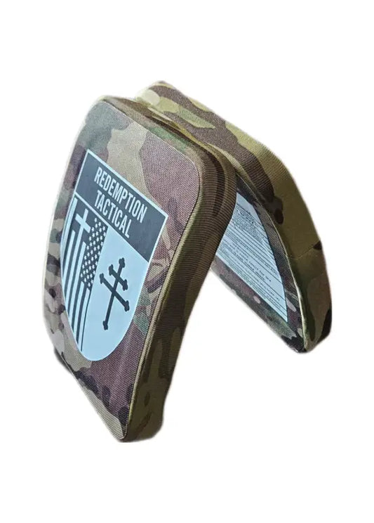 Camouflage tactical plate for body armor, Level IV 6x8, lightweight alumina PE material