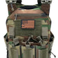 Camouflage tactical body armor with molle webbing and pouches, large size, by Redemption Tactical