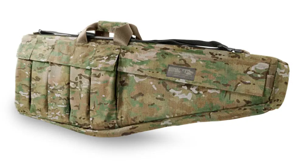 Camouflage Assault Systems Tactical Rifle Case with multiple storage pouches