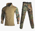 Camouflage tactical uniform for first responders with knee pads, shirt and pants included