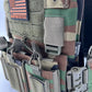 Camouflage tactical vest with American flag patch, body armor, large size, Redemption Tactical