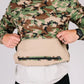 Camouflage and tan zippered pouch shirt from Durable Concealment Hoodie with hand pocket