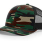 Camouflage trucker hat with leather patch for firefighters and first responders in Dumpster Fire collection