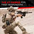 Camouflaged soldier aiming rifle alert for first responders firefighter police Trauma Premium IFAK Kit