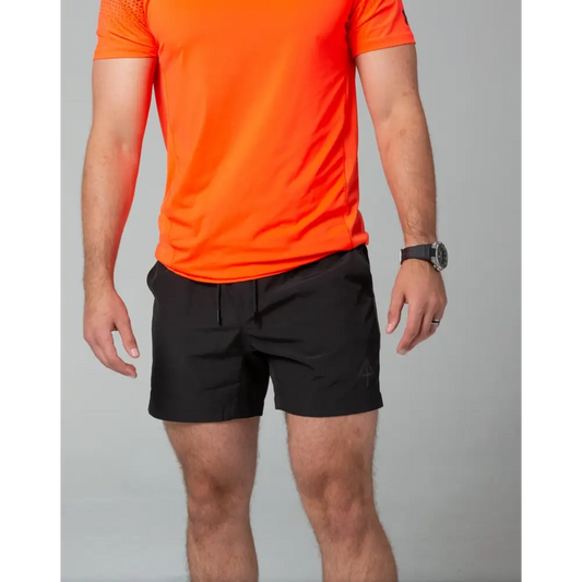 Orange polo shirt with Carrier Training Shorts - Midnight Black 5’’ for concealed carry