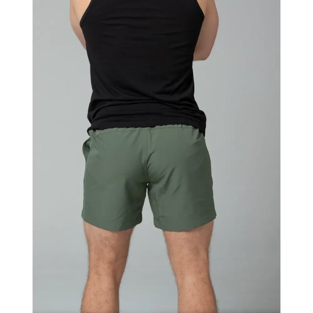 Olive green Carrier Training Shorts with pockets for concealed carry from Arrowhead Tactical Apparel