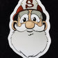 Cartoon sticker of a bearded character in a cap, featured in Firefighter Santa Sticker