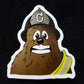 Cartoon sticker of a firefighter mascot for Firefighting Wookie, honoring first responders