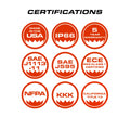 Certifications icons for Feniex Quantum 2.0 Rocker Panel Light for First Responders