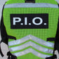 High-visibility Chevron Reflective Vest with P.I.O. text and reflective stripes