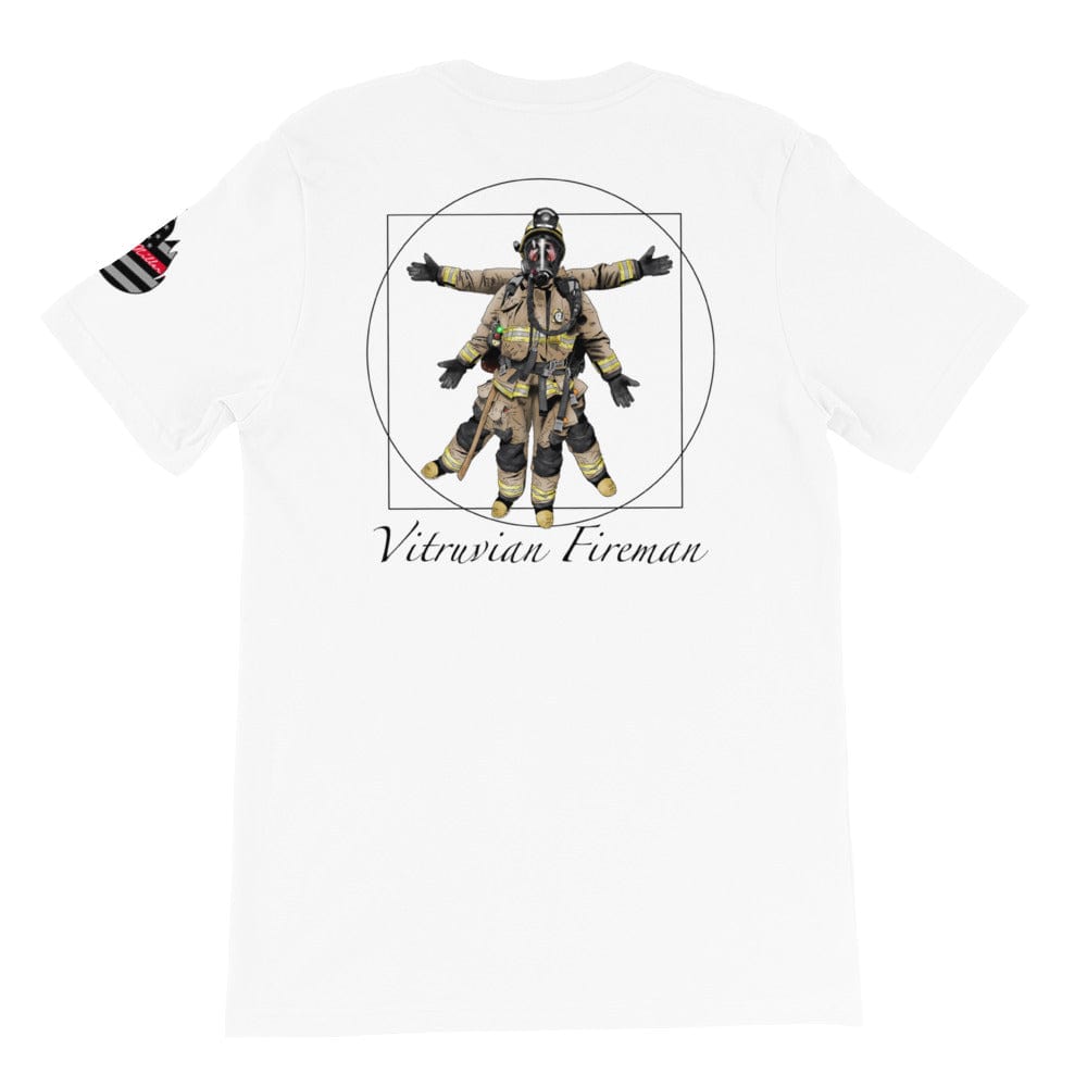 Chief Miller Vitruvian  fireman (Logo on back)  Short-Sleeve Unisex T-Shirt Apparel