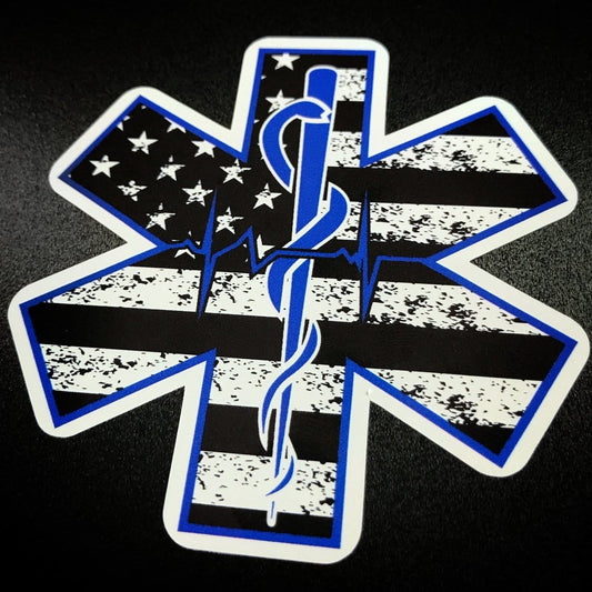 Chief Miller Decal STAR OF LIFE American Flag w Rod of Asclepius - Decal Apparel
