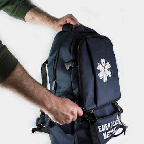 Chief Miller Equipment Bags & Cases First Responder Backpack Emergency EMS Medical Empty Trauma Bag with Star Of Life Logo Shoulder Straps & Waist Belt - Navy Blue Apparel