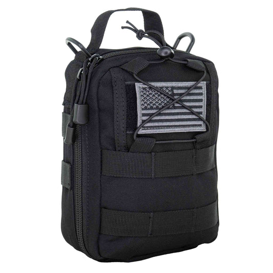 Chief Miller Equipment Bags & Cases MOLLE Pouch, Emergency Medical, Trauma Bag, Gunshot Bag for First Aid (IFAK), Utility Pouch, includes USA Patch - Black Apparel