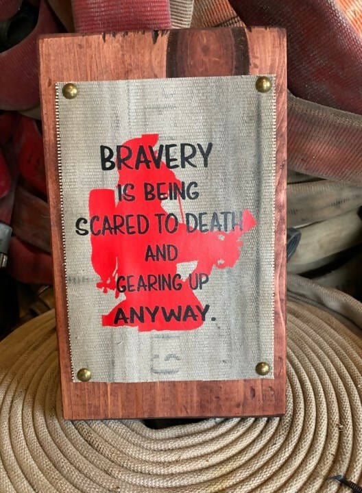 Chief Miller Fire Hose Bravery is Strong Fire Hose Sign Apparel
