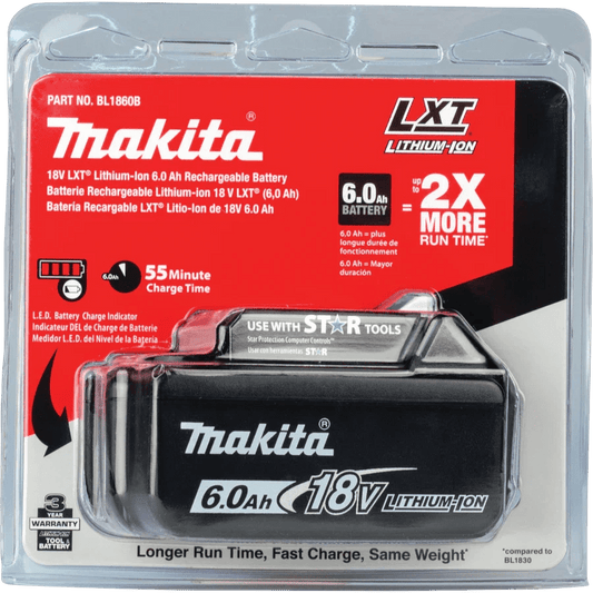 Chief Miller Power Tool Batteries Makita BL1860B 18V LXT® Lithium‑Ion 6.0Ah Battery Apparel