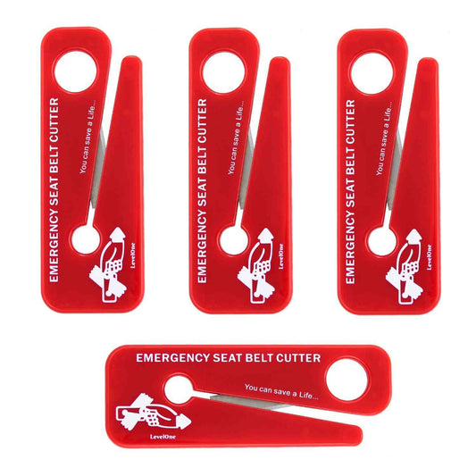 Chief Miller Seat Belt Cutters Emergency Seat Belt Cutters Rescue Lifesaver, EMS Tools - Red 4-Pack Apparel