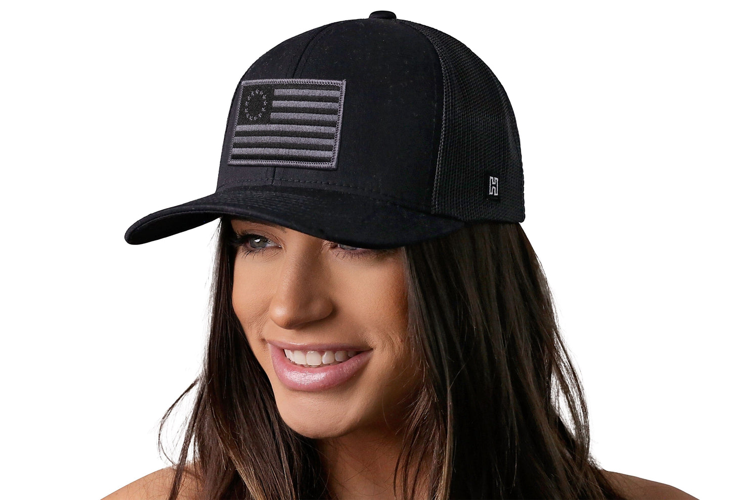 Chief Miller Trucker Hat Betsy Ross Flag Trucker Tactical  |  Black USA Snapback Apparel