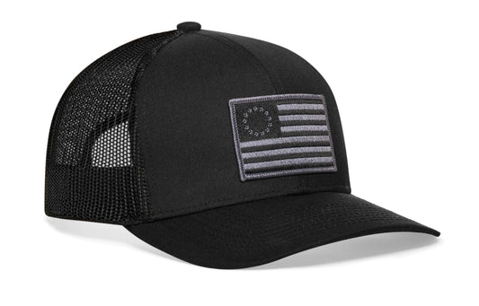 Chief Miller Trucker Hat Betsy Ross Flag Trucker Tactical  |  Black USA Snapback Apparel