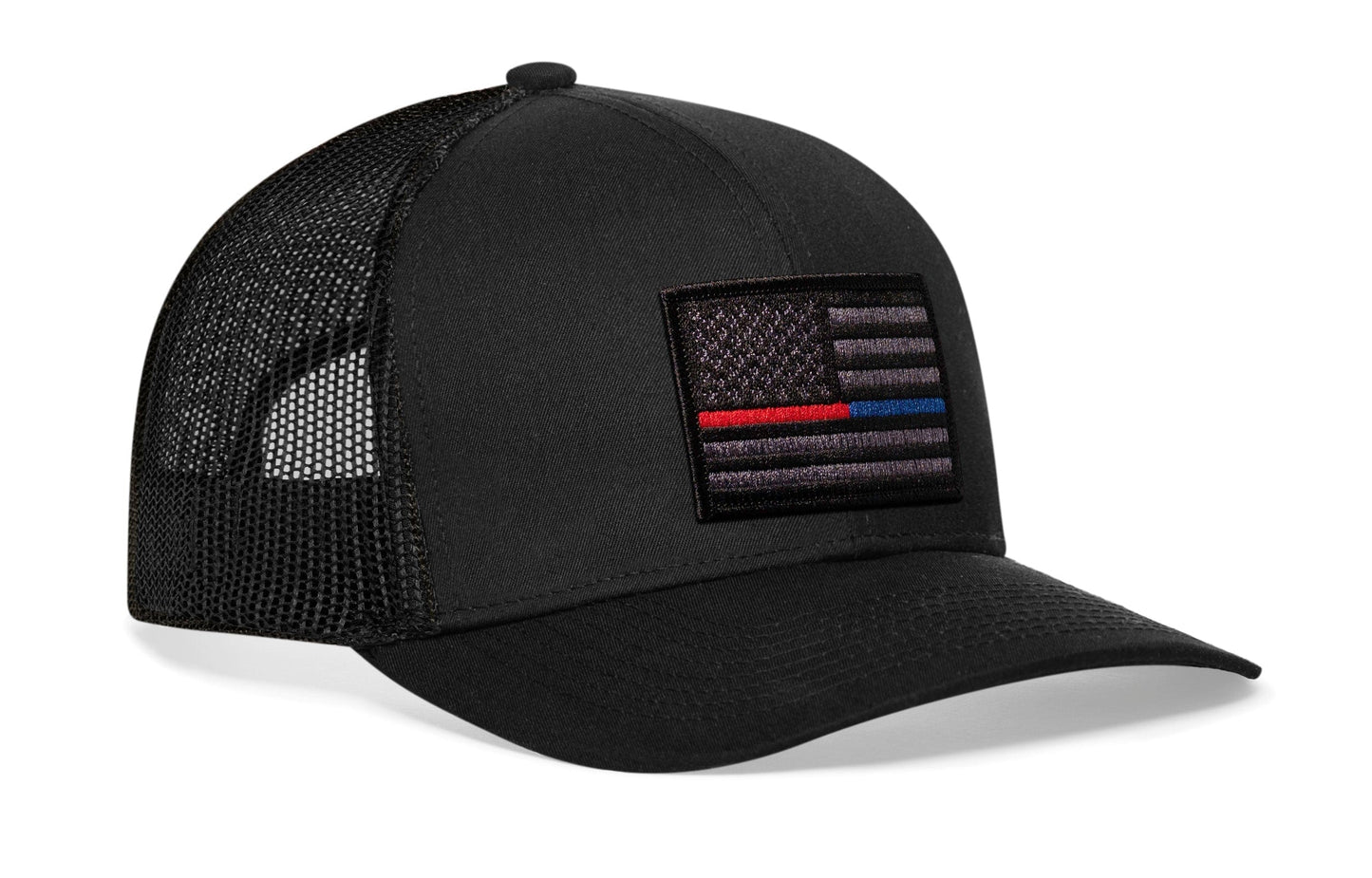Chief Miller Trucker Hat Thin Red & Blue Line Trucker Hat  |  Black 1st Responders Snapback Apparel