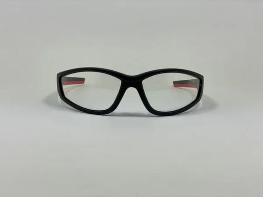 Chief Miller Work Safety Protective Gear BLACK & RED ULTRAFLEX (CLEAR) SAFETY GLASSES WITH HARD CASE Apparel