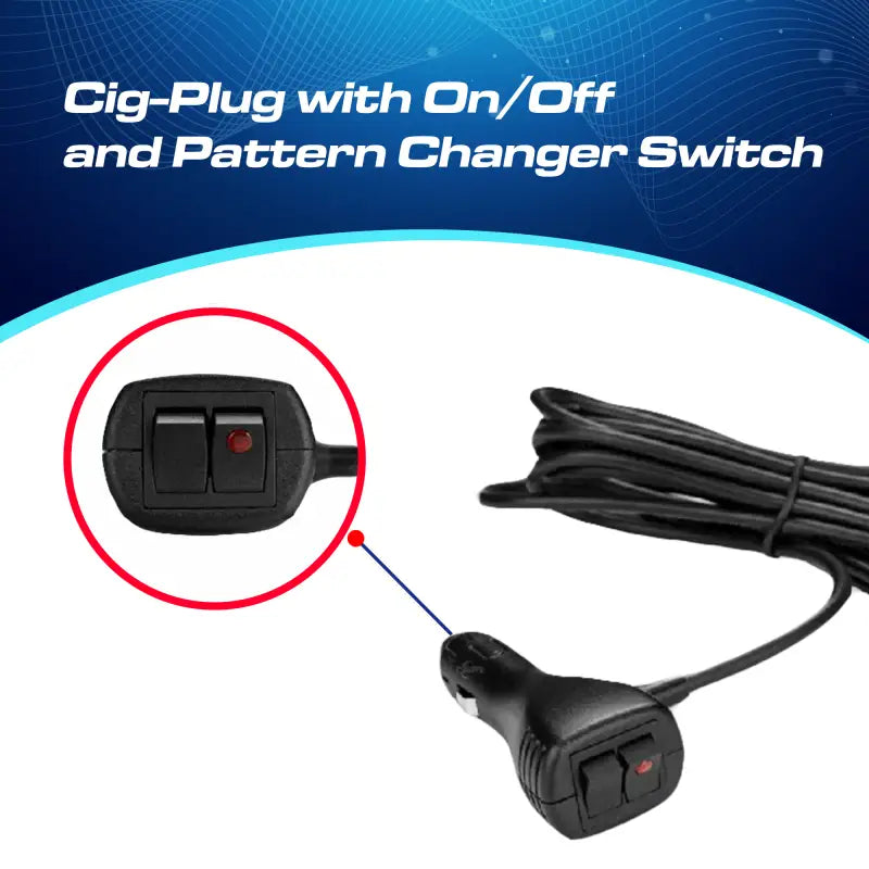 Cigarette lighter plug with dual switch control for UBL U-Lite Visor Bar Mini