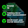 Circuit board of FLEX FX0231-1 12.0Ah Lithium-Ion Battery highlighting Power IQ and Therma-Tech