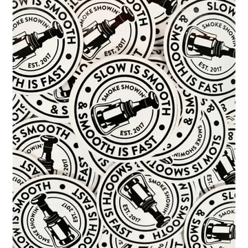 Repeating black and white logo design for Smooth is Fast sticker for first responders